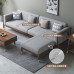Scandinavian Solid Wood Sofa Living Room Modern Luxury Tech Fabric 3 Seat Chinese Style