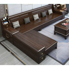 Modern Chinese Style Living Room Furniture All Solid Wood Sofa 2in1 Winter Summer Storage