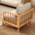 Japanese Solid Wood Sofa Modern Minimalist Living Room Three Seater Fabric Creamy Wood Look