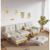 Modern Japanese Style Creamy Leather Three Seater Sofa Modern Japanese Style Creamy Leather Three Seater Sofa