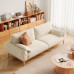 Japanese style fabric sofa solid wood cream color Nordic white wax wood sofa cotton and linen fabric