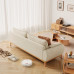Japanese style fabric sofa solid wood cream color Nordic white wax wood sofa cotton and linen fabric