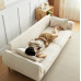 Japanese style fabric sofa solid wood cream color Nordic white wax wood sofa cotton and linen fabric