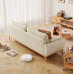 Japanese style fabric sofa solid wood cream color Nordic white wax wood sofa cotton and linen fabric