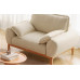 Japanese style fabric sofa solid wood cream color Nordic white wax wood sofa cotton and linen fabric