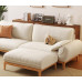 Japanese style fabric sofa solid wood cream color Nordic white wax wood sofa cotton and linen fabric