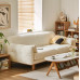 Snowell Sofa Solid Wood Modern Living Room Straight Cream North European Washable Fabric Sofa