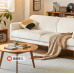 Snowell Sofa Solid Wood Modern Living Room Straight Cream North European Washable Fabric Sofa