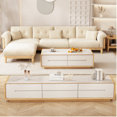 Nordic Solid Wood Sofa Set White Cream Day Style Fabric Sofa Small Living Room Nordic Solid Wood Sofa Set White Cream Day Style Fabric Sofa Small Living Room