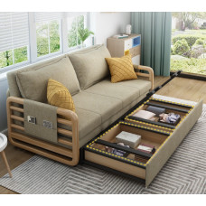 Nordic Living Room Two Function Multifunctional Solid Wood Sofa Bed Foldable Storage Pullout Double Fabric Bed Nordic Living Room Two Function Multifunctional Solid Wood Sofa Bed Foldable Storage Pullout Double Fabric Bed