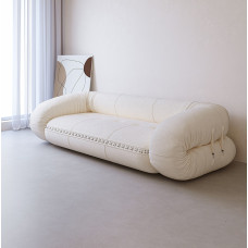 Two Fold Reversible Tech Velvet Cream Sofa Bed for Small Apartments