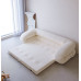 Two Fold Reversible Tech Velvet Cream Sofa Bed for Small Apartments Two Fold Reversible Tech Velvet Cream Sofa Bed for Small Apartments