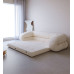 Two Fold Reversible Tech Velvet Cream Sofa Bed for Small Apartments Two Fold Reversible Tech Velvet Cream Sofa Bed for Small Apartments