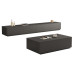 Black Rock Shelf TV Stand Tea Table Set Contemporary Minimalist Living Room Home Platform Light Luxury Solid Wood TV Cabinet