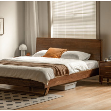 Double Floating Bed Simple Black Walnut Bedroom Furniture Nordic Style Double Floating Bed Simple Black Walnut Bedroom Furniture Nordic Style