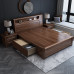 Walnut Double Bed 180cm Modern Minimalist 150cm Chinese High Storage Bedroom Scandinavian King Bed Walnut Double Bed 180cm Modern Minimalist 150cm Chinese High Storage Bedroom Scandinavian King Bed