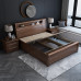 Walnut Double Bed 180cm Modern Minimalist 150cm Chinese High Storage Bedroom Scandinavian King Bed Walnut Double Bed 180cm Modern Minimalist 150cm Chinese High Storage Bedroom Scandinavian King Bed