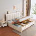 Nordic Cream White Solid Wood Bed Modern Minimalist Double Storage High Box Soft Bed Package Nordic Cream White Solid Wood Bed Modern Minimalist Double Storage High Box Soft Bed Package