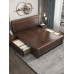 Walnut Modern Chinese Double Bed Storage Thick Solid Wood Bed Walnut Modern Chinese Double Bed Storage Thick Solid Wood Bed