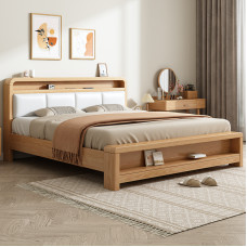 Nordic Solid Wood Double Bed Chinese Style Simple Economical 15cm High Storage Bed Nordic Solid Wood Double Bed Chinese Style Simple Economical 15cm High Storage Bed