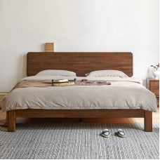 Full Wood Double Bed Black Walnut American Simple Wax Oil Bedroom Furniture Full Wood Double Bed Black Walnut American Simple Wax Oil Bedroom Furniture