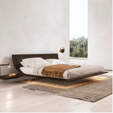 Italian Minimalist Designer Arc HighEnd Solid Wood Floating Bed Villa Platform Bed Italian Minimalist Designer Arc HighEnd Solid Wood Floating Bed Villa Platform Bed
