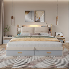 Modern Minimalist HighBox Storage Bed for Small Spaces Nordic Master Bedroom Marriage Bed TATAMI Storage Bed Luxury Double Bed Modern Minimalist HighBox Storage Bed for Small Spaces Nordic Master Bedroom Marriage Bed TATAMI Storage Bed Luxury Double Bed