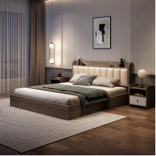 Modern Minimalist Wood Luxury Bed 180cm Master Bedroom Double Bed 150cm Bedroom Economic Tatami Soft Package Bed Modern Minimalist Wood Luxury Bed 180cm Master Bedroom Double Bed 150cm Bedroom Economic Tatami Soft Package Bed