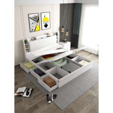 Double Drawer Storage Panel Bed 180cm for Efficient Small Spaces Double Drawer Storage Panel Bed 180cm for Efficient Small Spaces