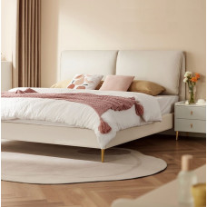 Modern Minimalist Tech Fabric Bed Luxury Cream Double Bedroom Modern Minimalist Tech Fabric Bed Luxury Cream Double Bedroom