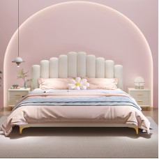 Modern Minimalist Creamy Fabric Styled Bed for Female Bedroom Technology Fleece Twin Bed Modern Minimalist Creamy Fabric Styled Bed for Female Bedroom Technology Fleece Twin Bed