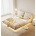 Minimalistic Floating Bed Creamy Fabric Technology Frame Soft Pack Bed