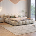 Puffytech Fabric Bed Minimalist Modern 18m Master Bedroom Double Creamy Wind Solid Wood Bed Puffytech Fabric Bed Minimalist Modern 18m Master Bedroom Double Creamy Wind Solid Wood Bed