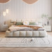 Puffytech Fabric Bed Minimalist Modern 18m Master Bedroom Double Creamy Wind Solid Wood Bed Puffytech Fabric Bed Minimalist Modern 18m Master Bedroom Double Creamy Wind Solid Wood Bed