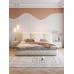 Modern Milk Velvet Double Bed in Wood Modern Milk Velvet Double Bed in Wood