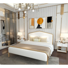 Modern minimalist gold northern European luxury steel frame bed for double or single person Modern minimalist gold northern European luxury steel frame bed for double or single person
