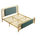 Luxury Fabric Upholstered Iron Twin Bed European Minimalist 120cm 150cm Apartment Gold Iron Bed Luxury Fabric Upholstered Iron Twin Bed European Minimalist 120cm 150cm Apartment Gold Iron Bed