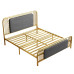 Luxury Fabric Upholstered Iron Twin Bed European Minimalist 120cm 150cm Apartment Gold Iron Bed Luxury Fabric Upholstered Iron Twin Bed European Minimalist 120cm 150cm Apartment Gold Iron Bed