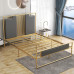 Luxury Fabric Upholstered Iron Twin Bed European Minimalist 120cm 150cm Apartment Gold Iron Bed Luxury Fabric Upholstered Iron Twin Bed European Minimalist 120cm 150cm Apartment Gold Iron Bed