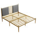 Luxury Fabric Upholstered Iron Twin Bed European Minimalist 120cm 150cm Apartment Gold Iron Bed Luxury Fabric Upholstered Iron Twin Bed European Minimalist 120cm 150cm Apartment Gold Iron Bed