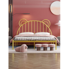 Modern Minimalist Nordic Bear Ears Princess Iron Bed Double Modern Minimalist Nordic Bear Ears Princess Iron Bed Double