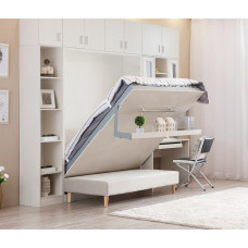 Invisible Bed Closet Folding Bed Study Murphy Bed MultiFunction Flip Bed with Sofa Solid Wood Wall Bed