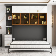 MultiFunction Foldable Murphy Bed Cabinet with Luxurious Light Roll Over Bed for Small Homes MultiFunction Foldable Murphy Bed Cabinet with Luxurious Light Roll Over Bed for Small Homes