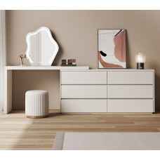 Modern Minimalistic Wooden Vanity Desk with Integrated Wardrobe for Bedroom Makeup Modern Minimalistic Wooden Vanity Desk with Integrated Wardrobe for Bedroom Makeup