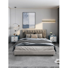 Light Luxury Wooden Bedside Cabinet Simple Modern Home Bedroom Italian Style Storage Cabinet with Leather