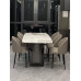 Italian Minimalist Rock Slab Dining Table Luxe Modern Minimalist Rectangular Home Small Space High End Designer Eating Table