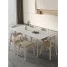 Scandinavian White Marble Dining Table Set for Small Spaces