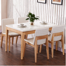 Table Nordic Marble Dinners And Chairs Combination Fraxinus Willow Rectangle Wood Dining Table