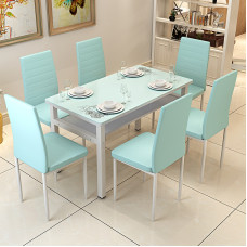 Rectangular Tempered Glass Table With Chair Combination
