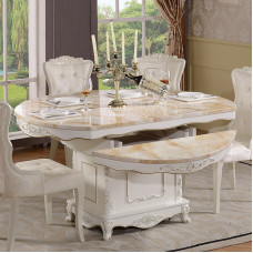 Foldable Marble Dining Table And Chair Combination